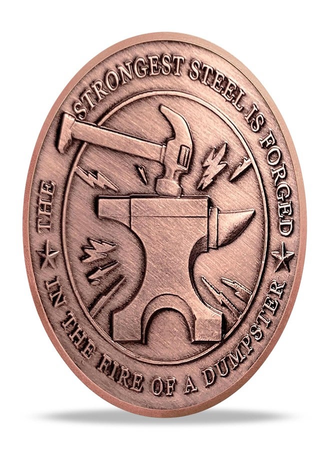 Imasoner Dumpster Fire Challenge Coin, The Strongest Steel is Forged in The Fire Motivational Token, Funny Gift for Coworkers Friends Collectors, Hilarious Desk Accessories for Tough Days - Image 3